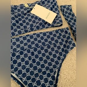 Crop top strapless bathing suit with scrunchie hair tie set